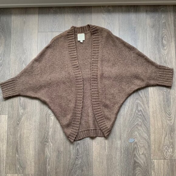 Olive & Oak Cardigan Sweater Cocoon Dolman Sleeve Open front Knit Buttons Brown - Picture 6 of 15